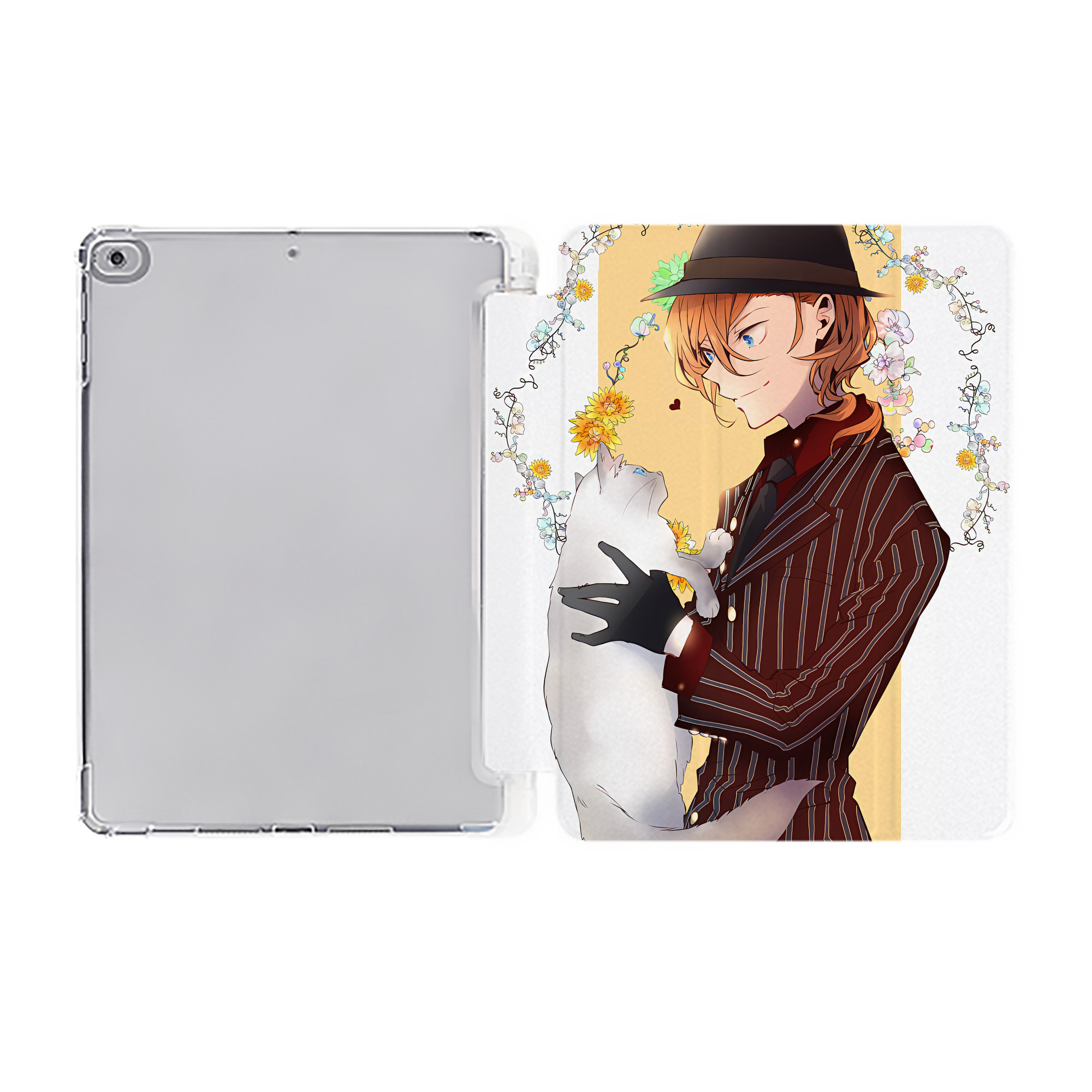（画像用） 文豪ストレイドッグス Bungo Stray Dogs IPad ケース ペン収納付き 三つ折りスタンド PUレザー×シリコン 対応機種9.5/10.5/10.9インチ
